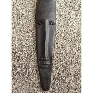 VTG African Tribal Hand Carved Wood Ceremony Mask 15" Wall Decor